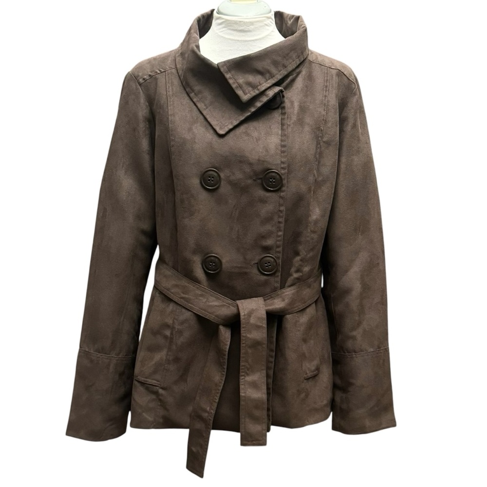 Luii Anthropologie soft faux suede double breasted lined jacket. Women's size L